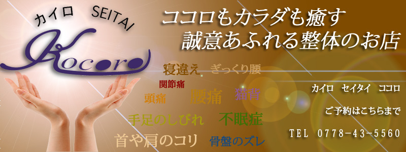 ココロもカラダも癒す　誠意溢れる整体のお店。